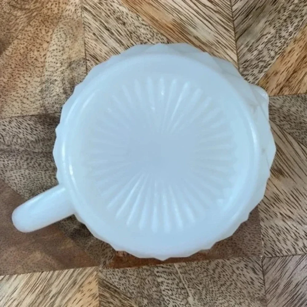 Cube Milk Glass Creamer Vintage